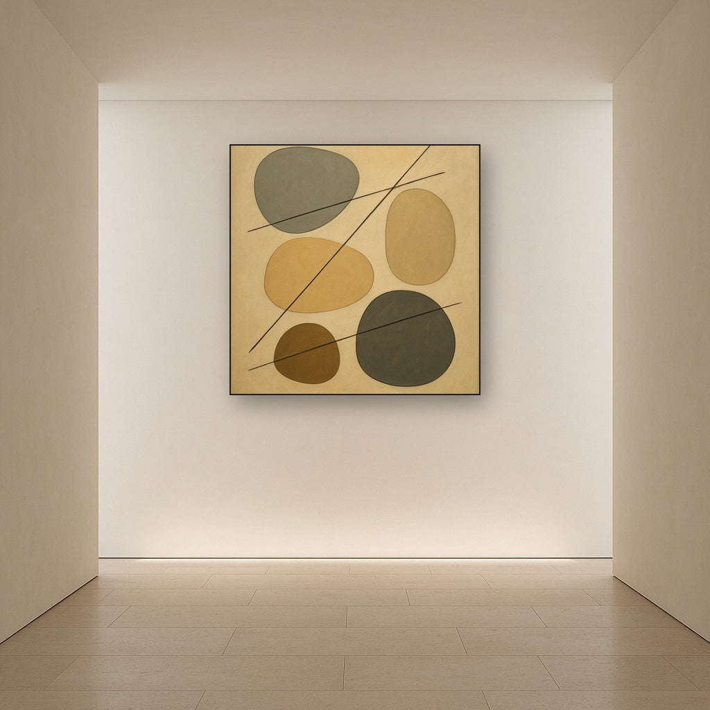 Organic Pebble Contours & Slanted Lines No. 23 Oil Painting - View 5