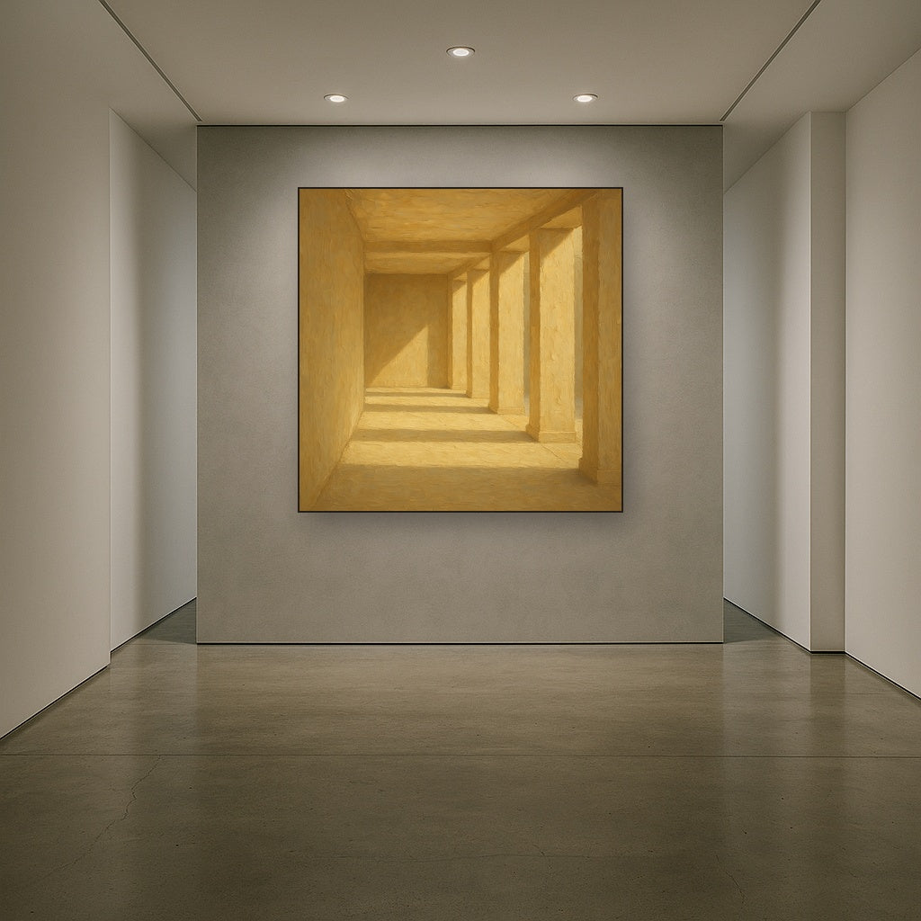 Minimalist Colonnade Light Passage No. 6 Oil Painting - Styled in Entryway Hallway