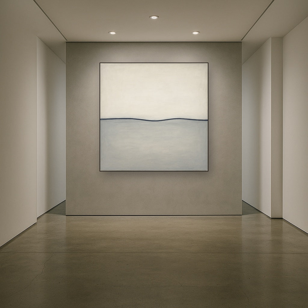 Minimalist Continuous Line Horizon in Deep Indigo No. 15 Fine Art Oil Painting - View 5