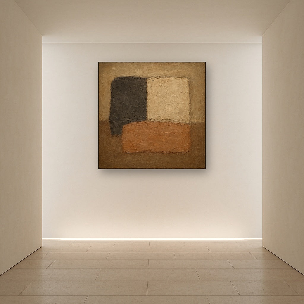 Mineral Ash and Clay Minimalist Wabi-Sabi Oil Painting - View 5