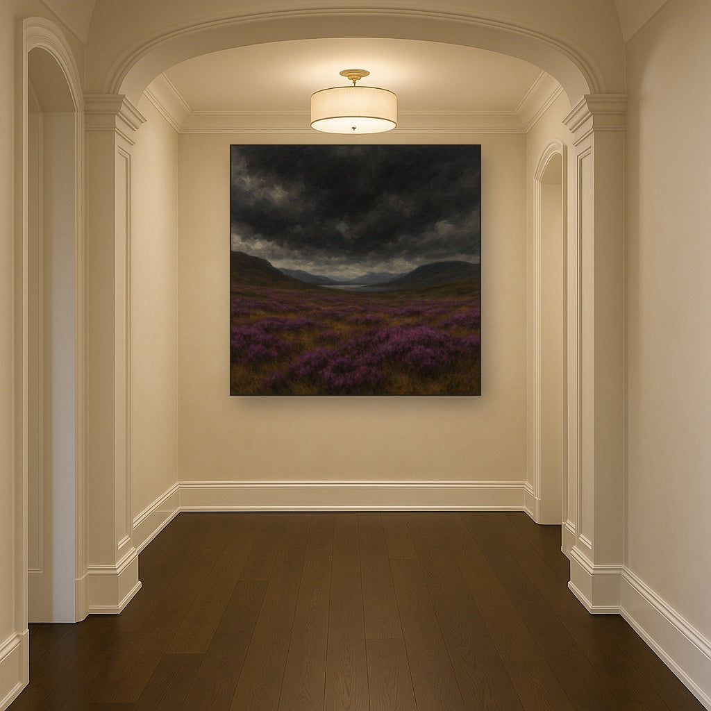 Scottish Highlands Moorland Landscape Oil Painting - Styled in Entryway Hallway