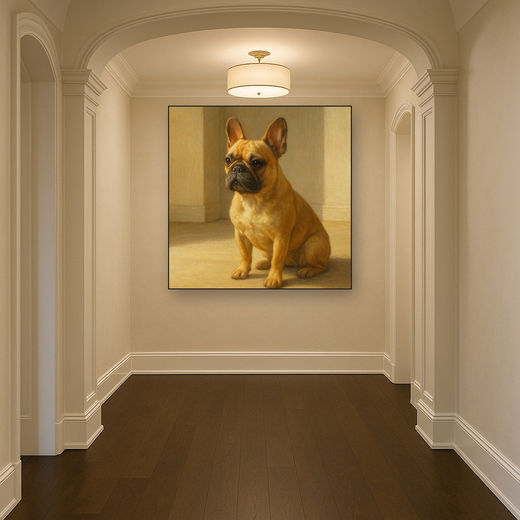 French Bulldog in Sunlit Minimalist Studio No. 7 Fine Art Oil Painting - View 5