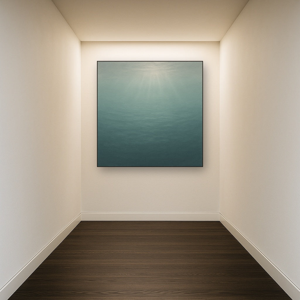 Minimalist Aquamarine Reef Void No. 10 - Modern Fine Art Oil Painting - View 5