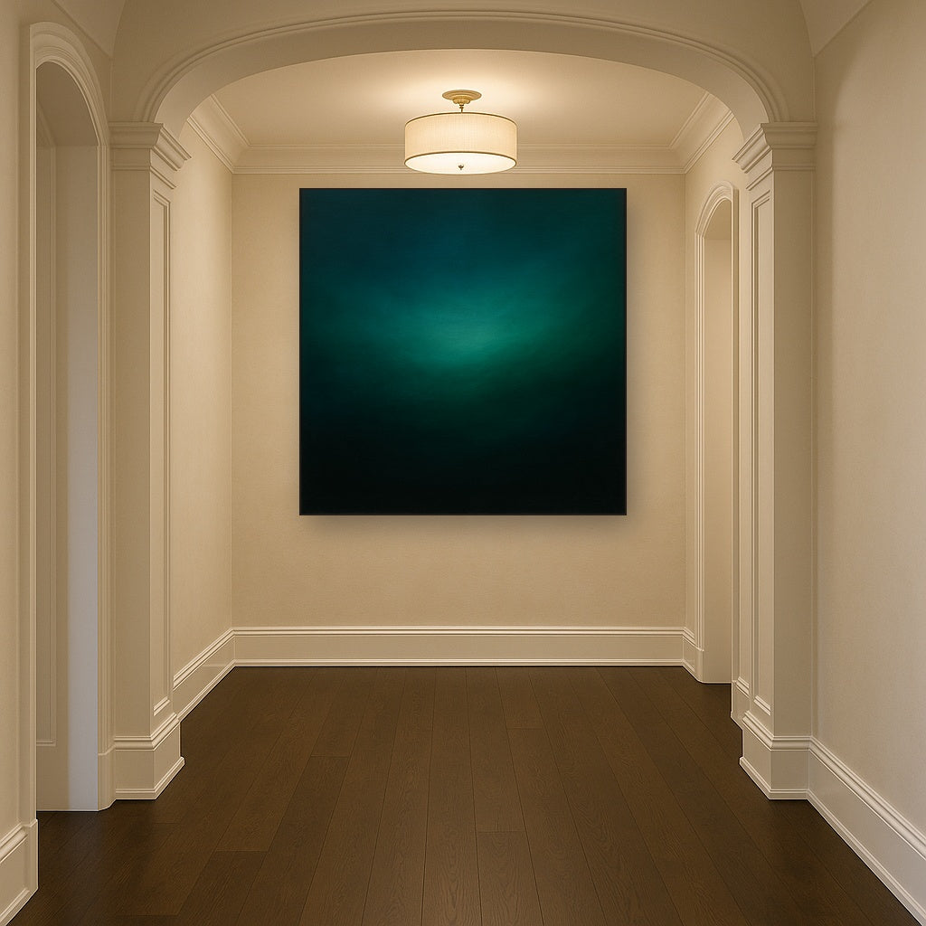 Midnight Teal & Deep Malachite Gradient No. 9 Oil Painting - View 5