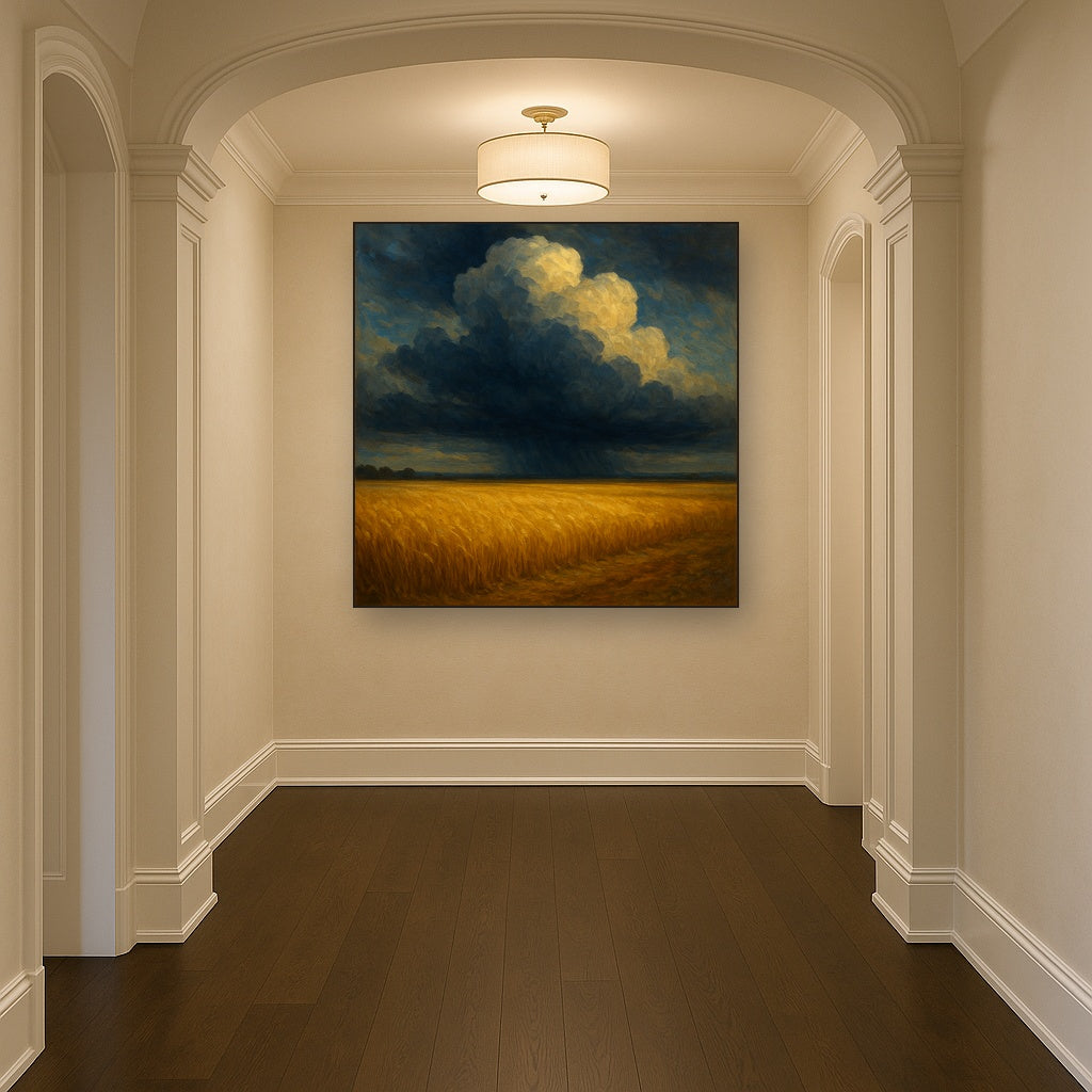 Harvest Wheatfield under Dramatic Thunderhead Sky No. 2 Fine Art Oil Painting - View 5