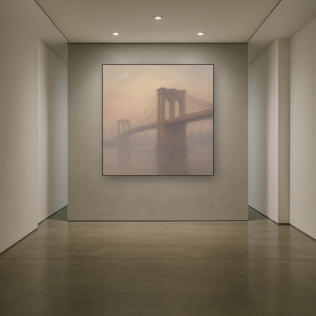 Brooklyn Bridge in Morning River Mist No. 6 Oil Painting - View 5