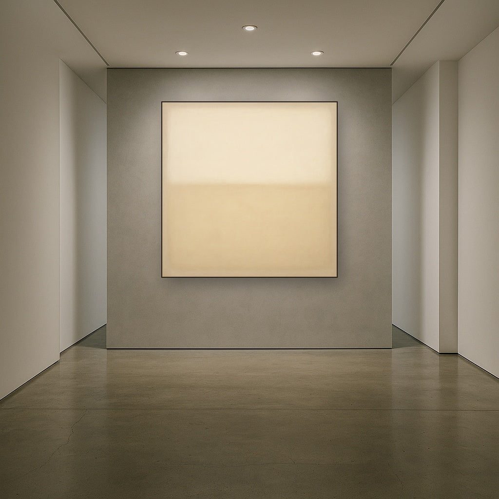 Oatmeal White & Pale Alabaster Monochrome Study No. 30 Oil Painting Staged in Bright Entryway and Hallway Gallery Wall, Hand Painted Fine Art on Linen