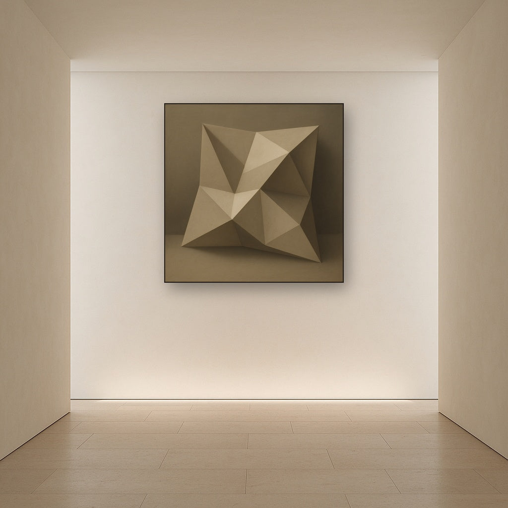 Folded Paper Geometry in Neutral Gradient Shadows No. 2 Oil Painting - View 5