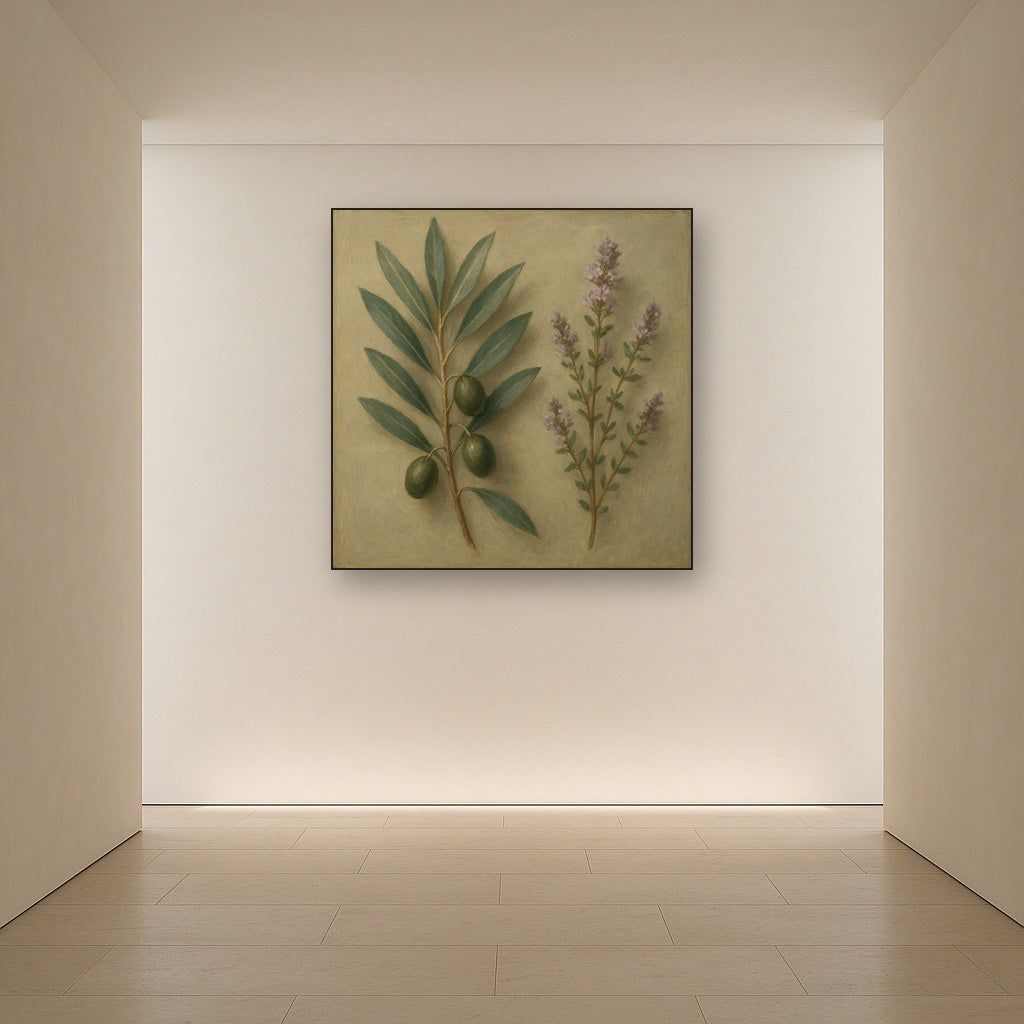 Olive Branches & Wild Thyme Botanical Study No. 11 Fine Art Oil Painting - View 5