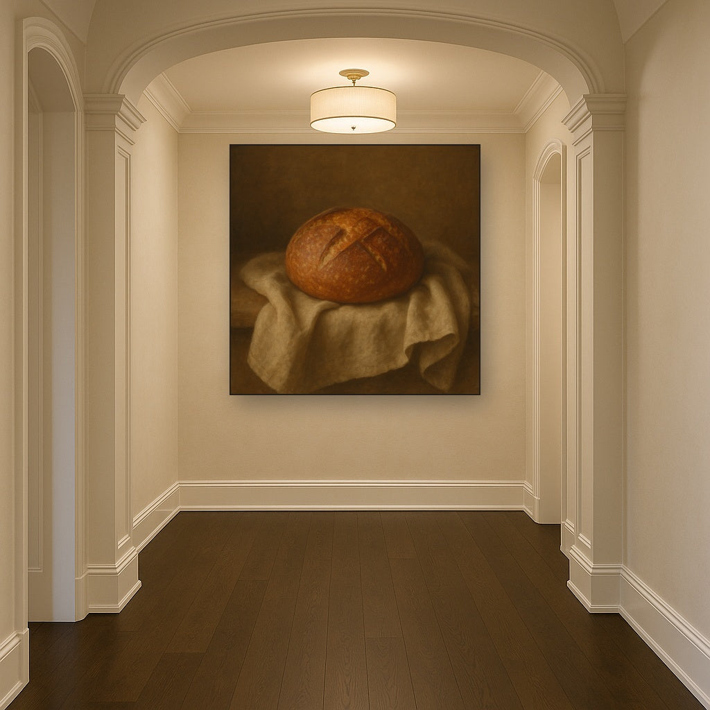 Artisan Sourdough Boule & Linen Drapery No. 4 Oil Painting - View 5