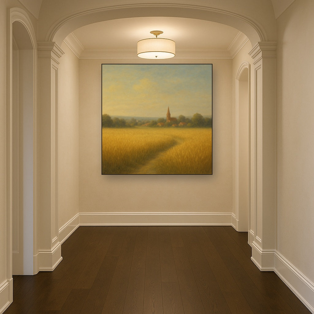 Sun-Drenched Wheatfield & Distant Village No. 10 Oil Painting - View 5