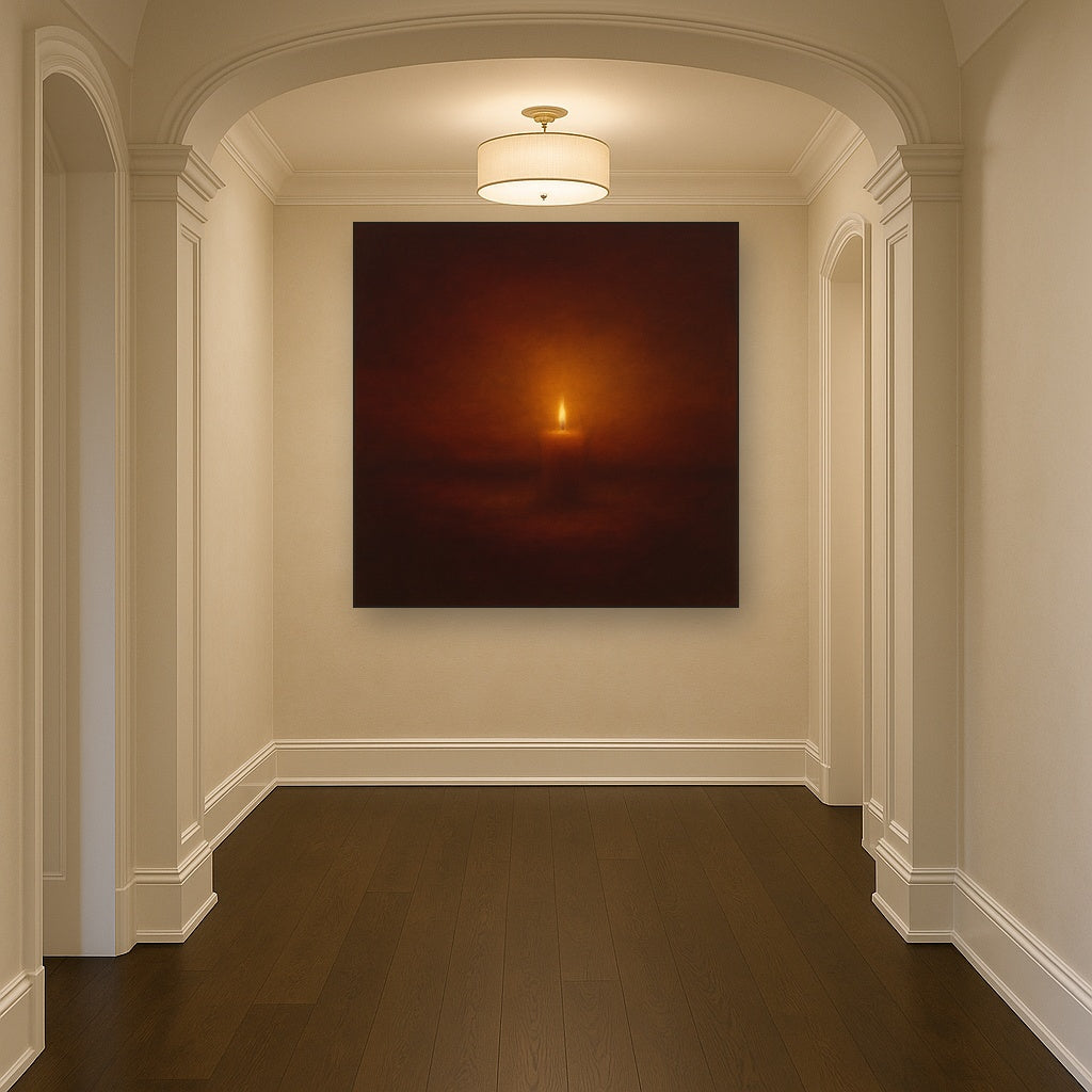 Deep Garnet & Amber Candlelight Horizon No. 3 Oil Painting - View 5