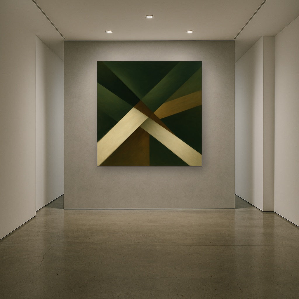 Kinetic Diagonal Planes in Forest & Alabaster No. 14 Fine Art Oil Painting - View 5