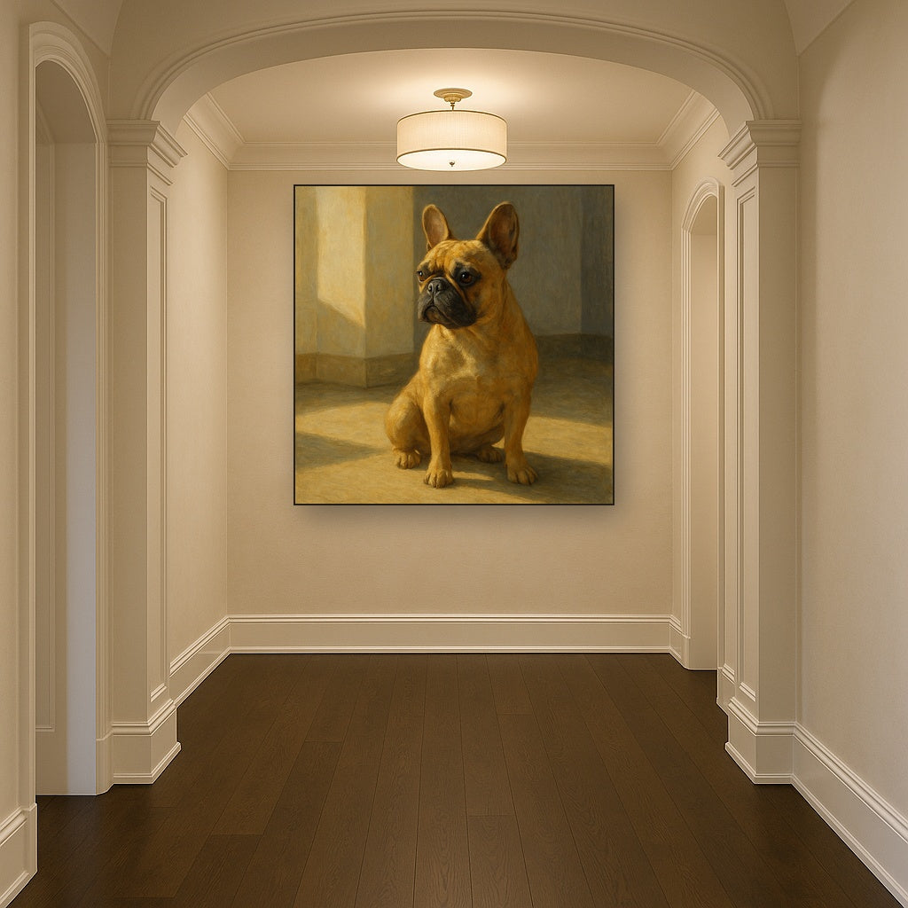 French Bulldog in Sunlit Minimalist Studio No. 5 Fine Art Oil Painting - View 5