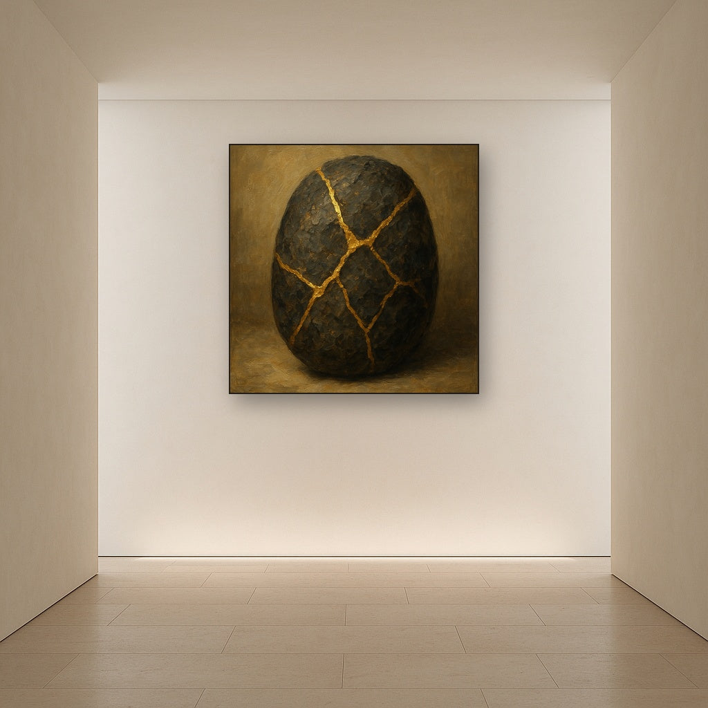 Kintsugi Gold Fracture Wabi-Sabi Oil Painting - View 5