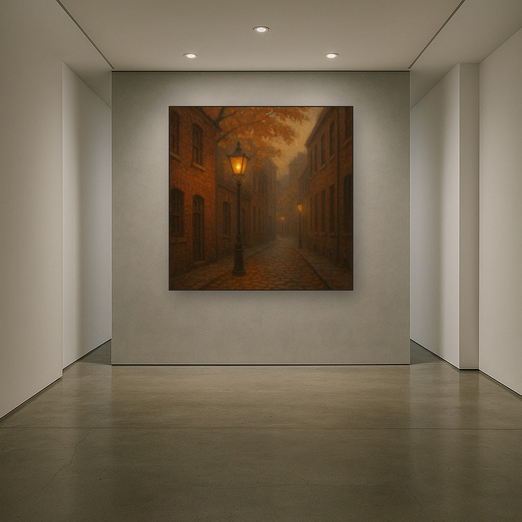 London Gaslamp Alley in Autumn Dusk No. 30 Oil Painting - View 5