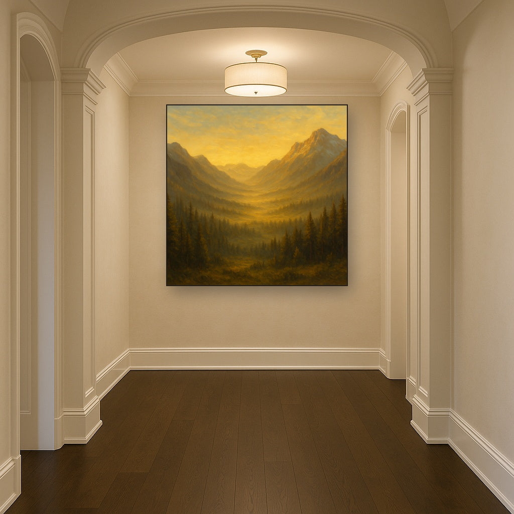 Alpine Valley at Dawn Landscape Oil Painting - View 5