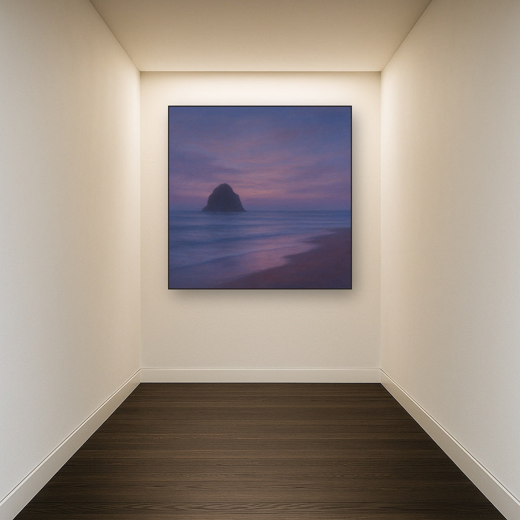 Dusky Twilight Seascape with Lavender Mist No. 4 Fine Art Oil Painting - View 5