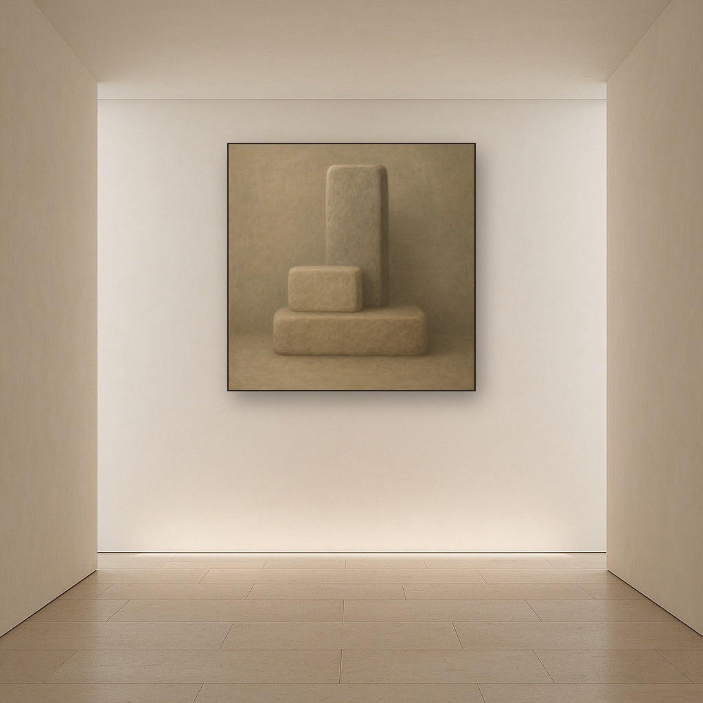 Driftwood Grey & Weathered Stone Monolith No. 13 Oil Painting - View 5