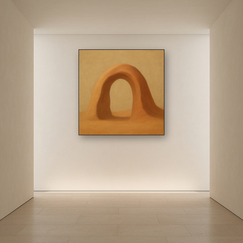Warm Beige Travertine Arch No. 1 - Modern Fine Art Oil Painting - View 5