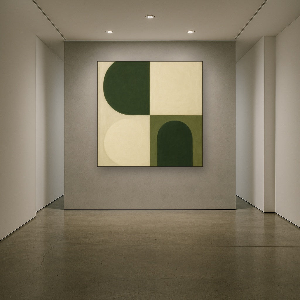 Forest Emerald & Chalk Interlock No. 6 - Modern Fine Art Oil Painting - View 5
