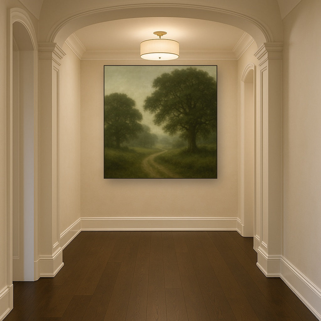 Misty English Countryside Lane No. 6 Oil Painting - View 5