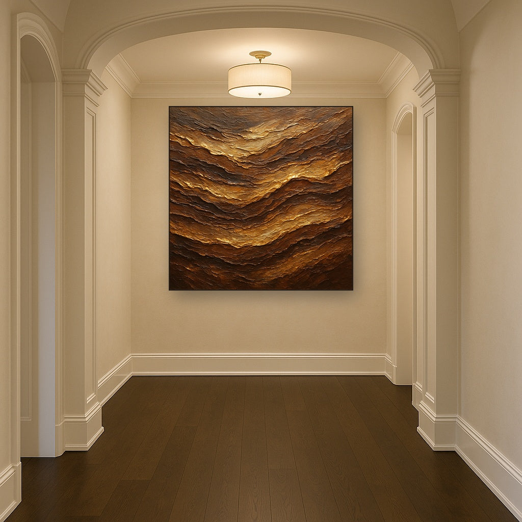 Molten Bronze Strata Heavy Impasto Oil Painting - View 5