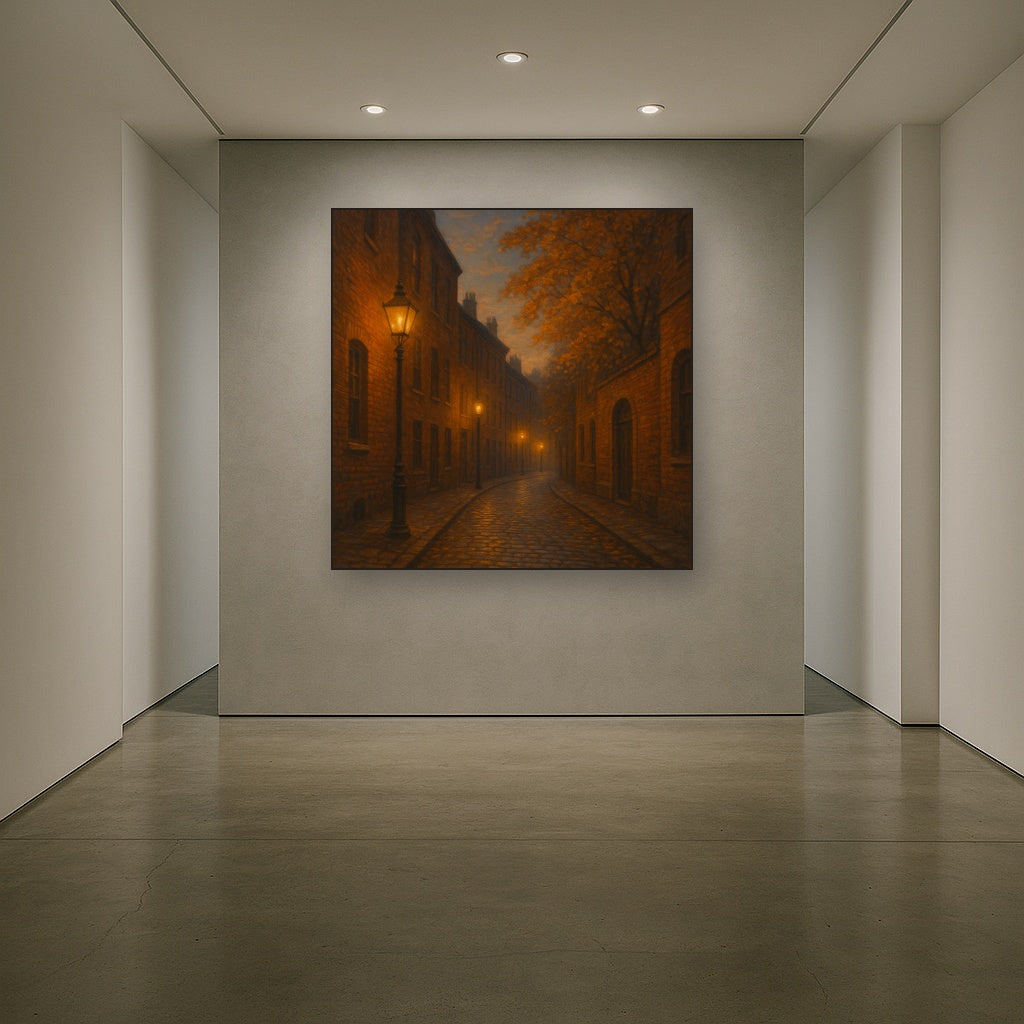 London Gaslamp Alley in Autumn Dusk No. 3 Oil Painting - View 5