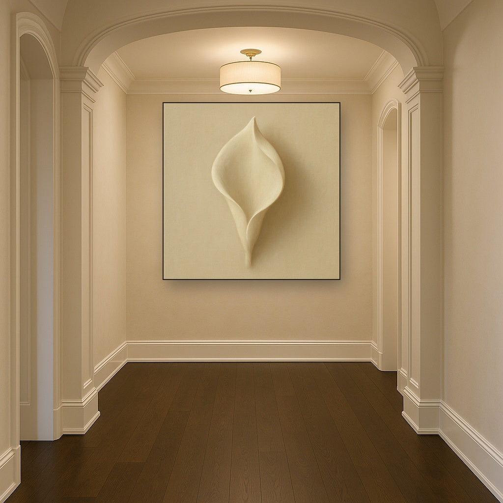 Sculpted Ivory Floral Contour No. 1 - Modern Fine Art Oil Painting - View 5