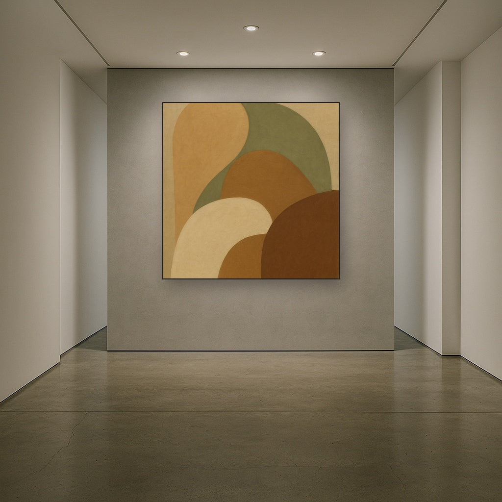 Organic Curved Shapes in Neutral Earth Pigments No. 14 Fine Art Oil Painting - View 5