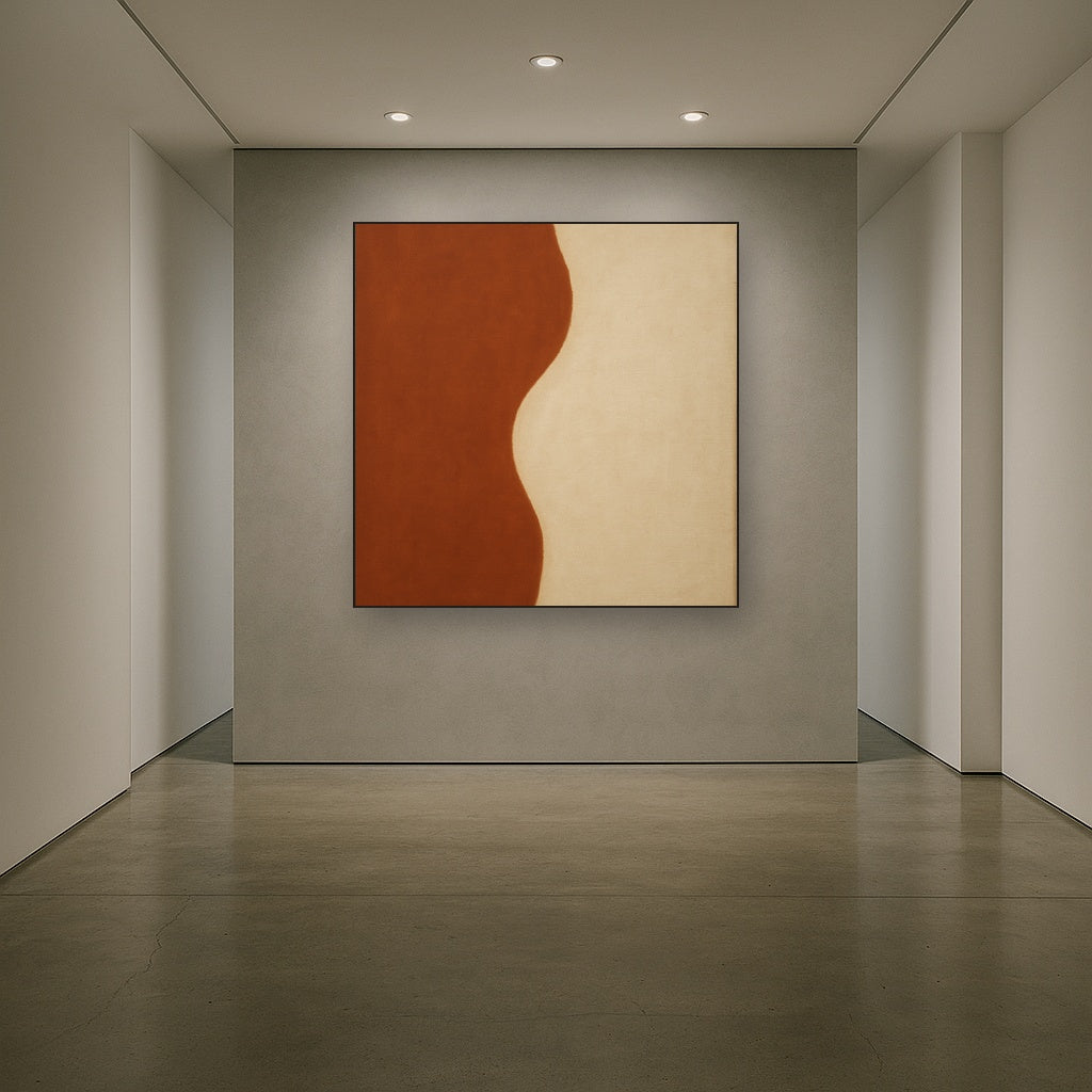 Burnt Umber & Greige Duet No. 7 - Modern Fine Art Oil Painting - View 5