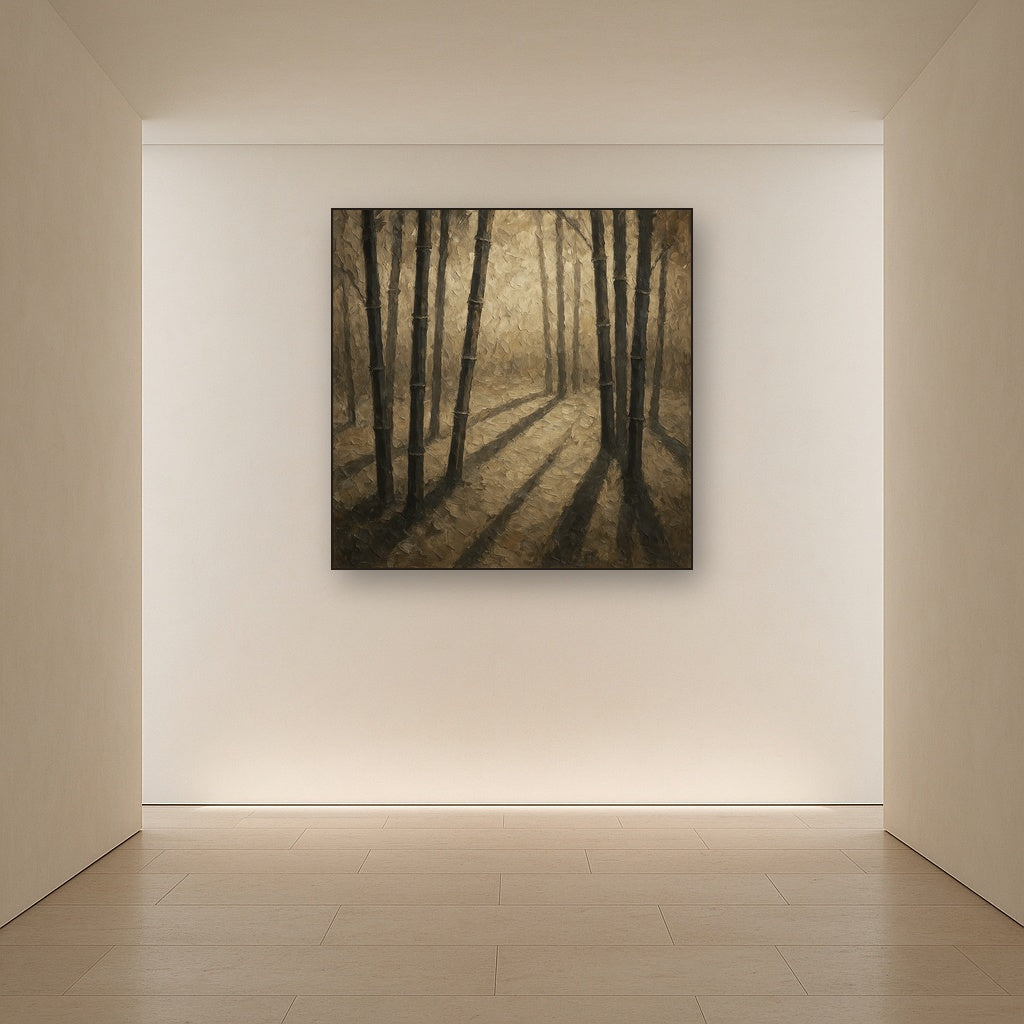 Zen Bamboo Forest Shadow Oil Painting - View 5