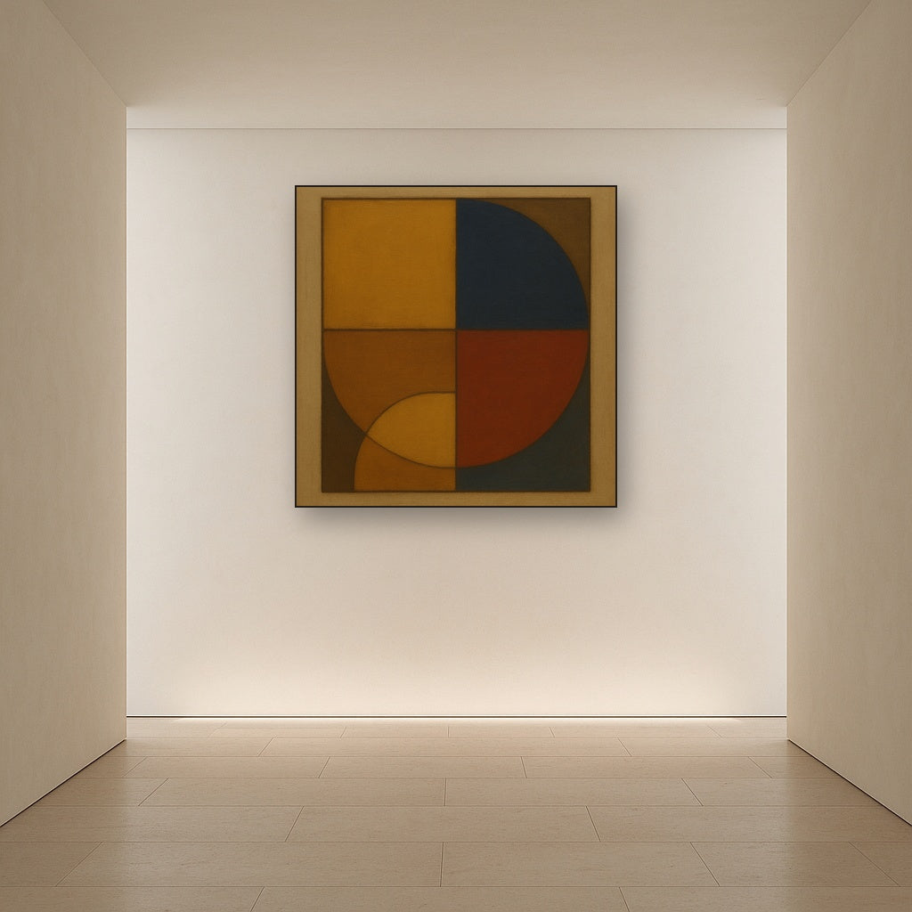 Bauhaus Quadrant Harmony in Primary Earth Tones Oil Painting - View 5