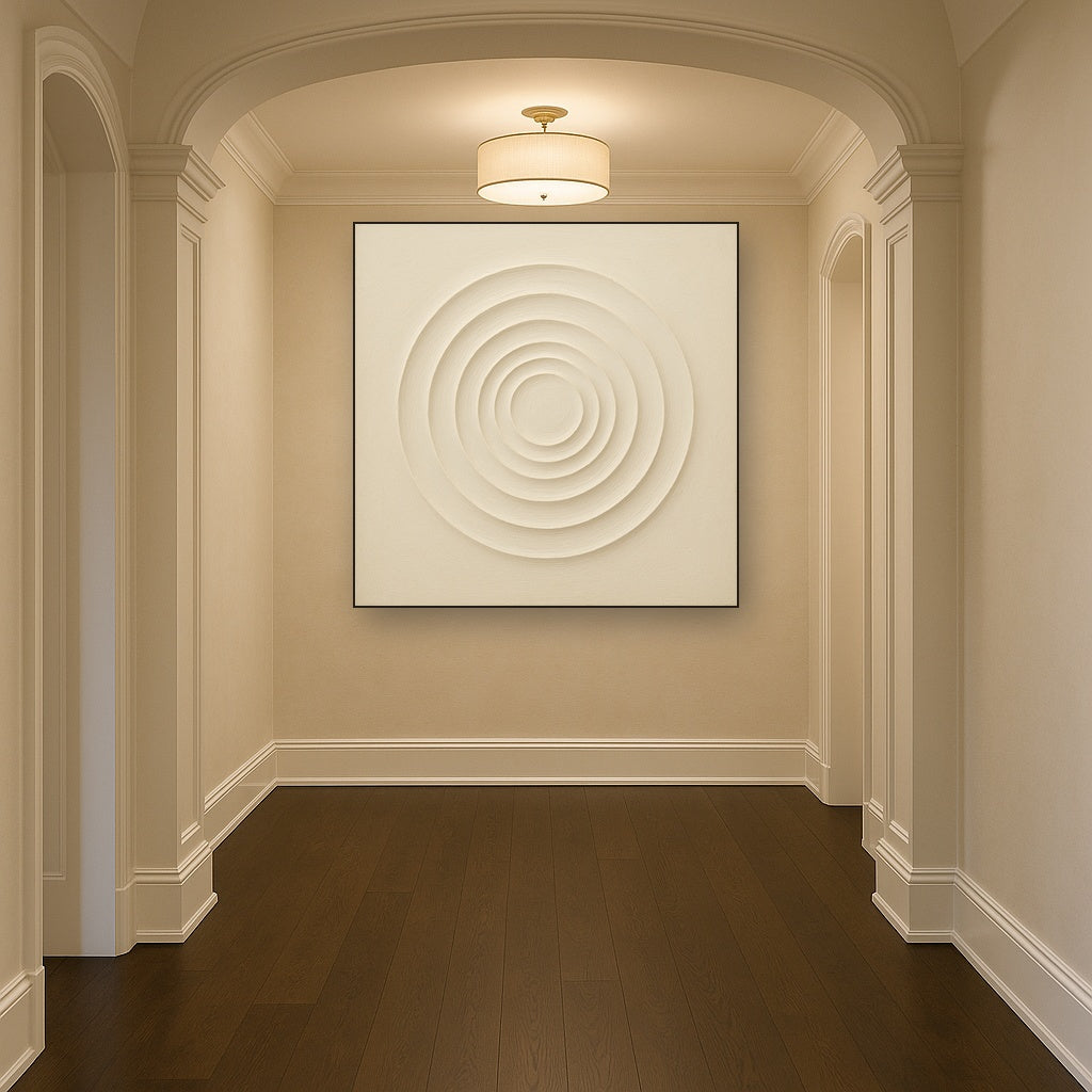 Concentric Zen Circles in Ivory No. 8 - Modern Fine Art Oil Painting - View 5