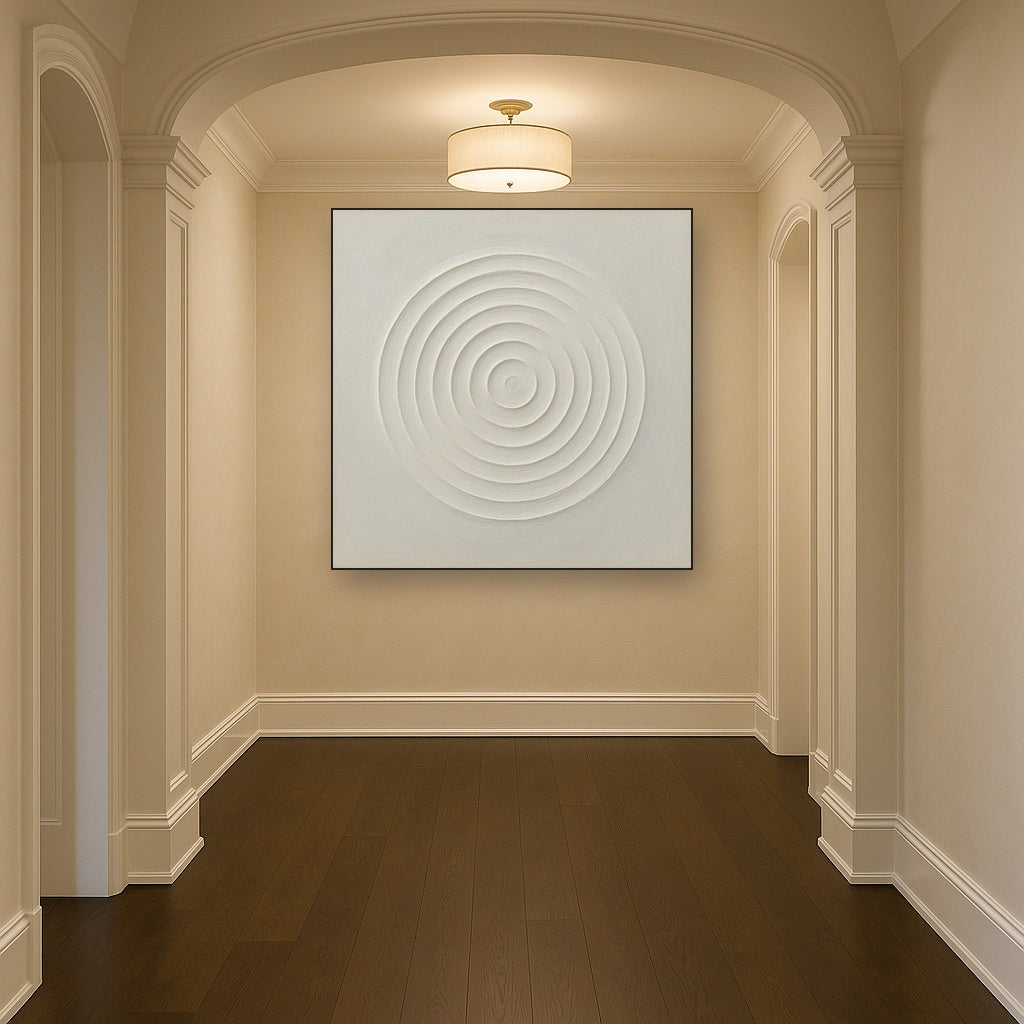 Concentric Zen Circles in Ivory No. 8 - Modern Fine Art Oil Painting - View 5