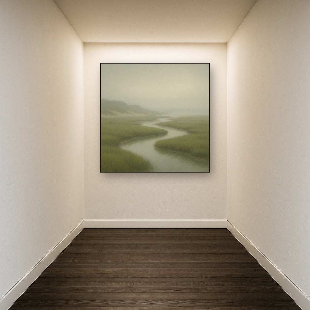 Morning Fog over Cape Cod Tidal Marsh No. 12 Oil Painting - View 5