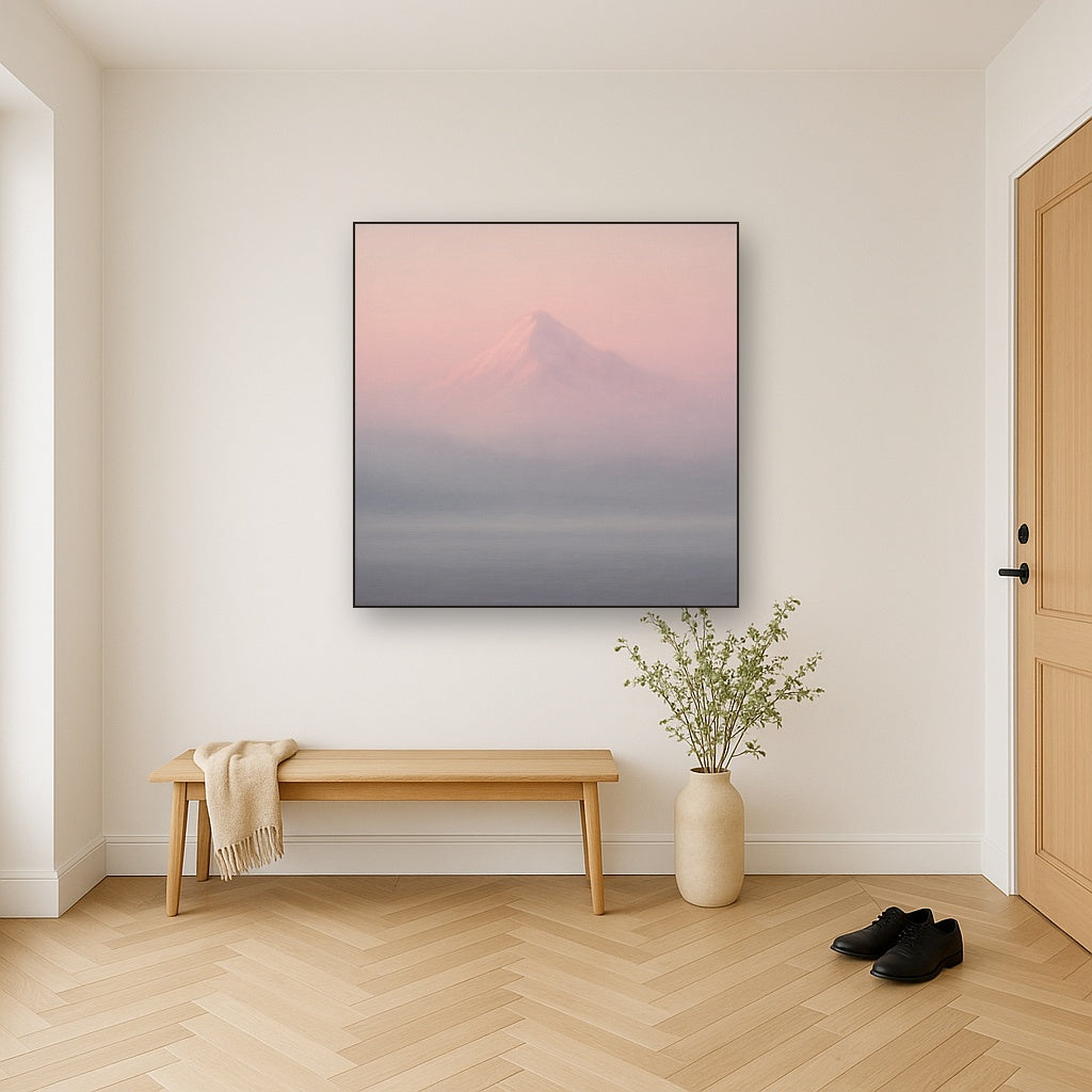 Pale Alpenglow over Distant Glacial Peak No. 7 Oil Painting - View 5