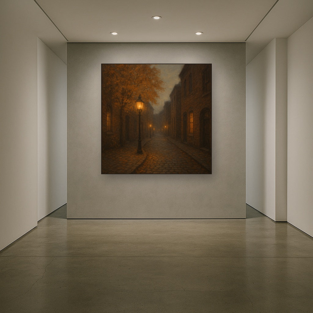 London Gaslamp Alley in Autumn Dusk No. 2 Oil Painting - View 5