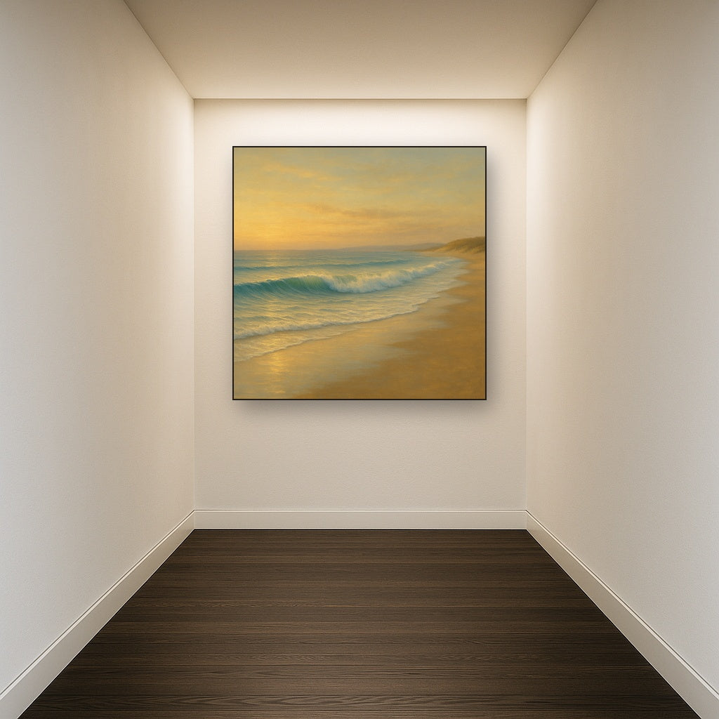 Gentle Breaking Waves & Wet Beach Reflection No. 18 Oil Painting - View 5