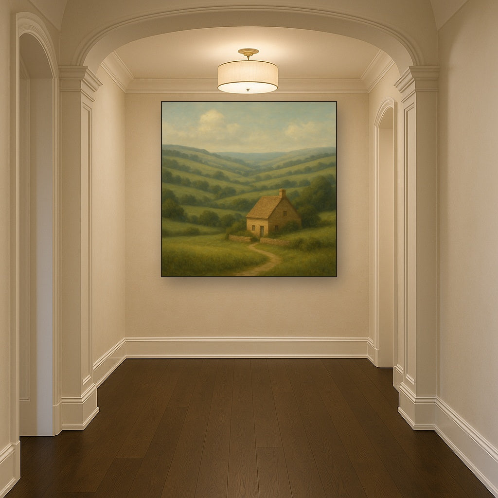 Rolling Cotswold Hills & Stone Cottage No. 3 Oil Painting - View 5