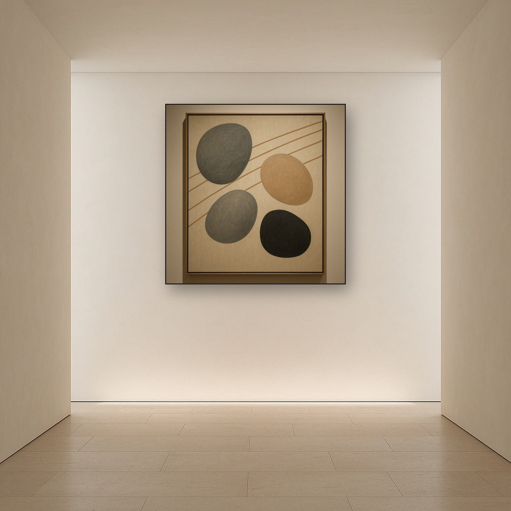 Organic Pebble Contours & Slanted Lines Oil Painting - View 5