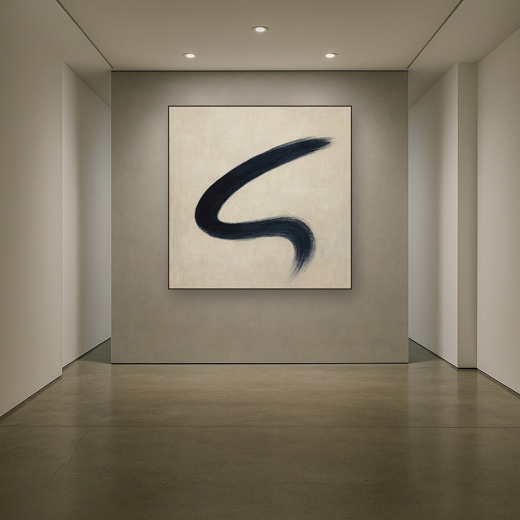 Monochrome Brushstroke Void No. 5 - Modern Fine Art Oil Painting - View 5