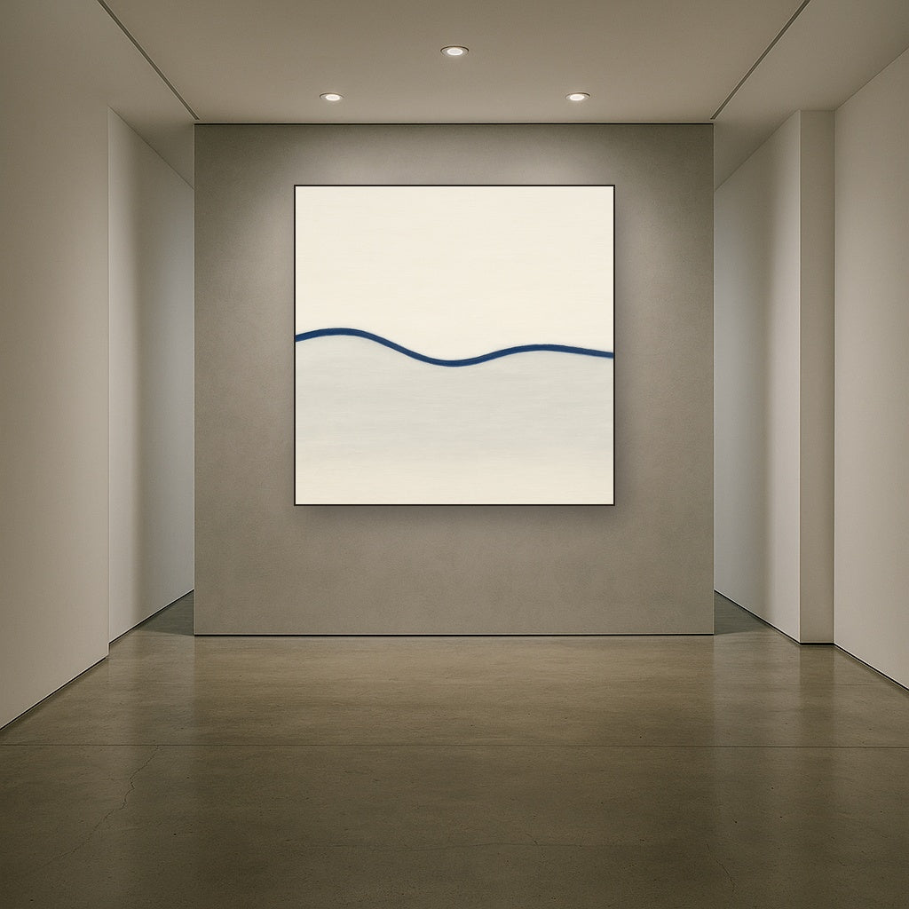Minimalist Continuous Line Horizon in Deep Indigo No. 14 Fine Art Oil Painting - View 5