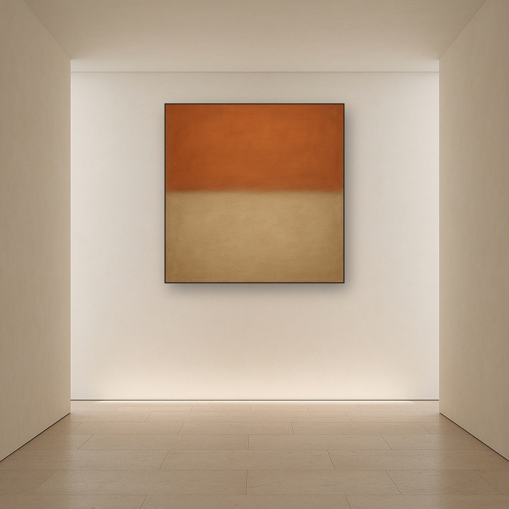 Terracotta & Greige Earth Bands No. 6 - Modern Fine Art Oil Painting - View 5