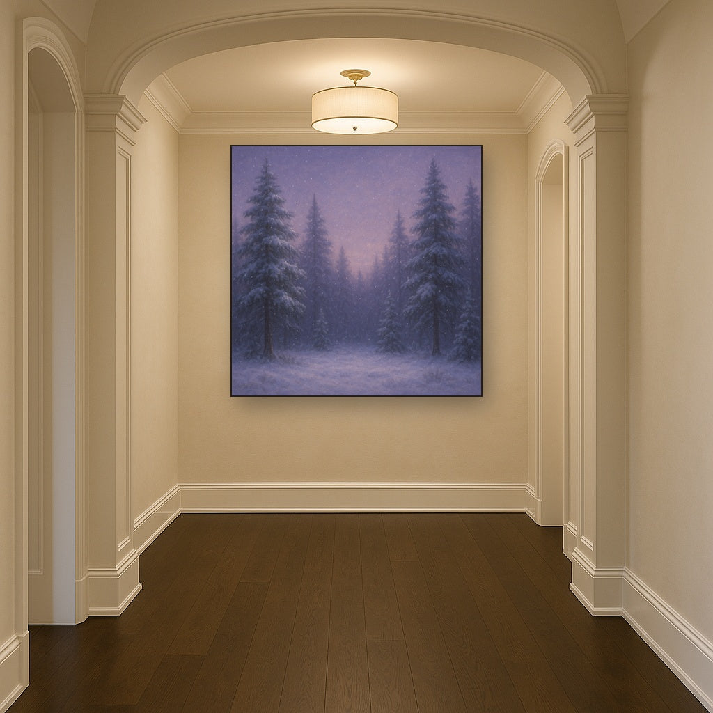 Quiet Pine Forest in Gentle Twilight Snow No. 6 Oil Painting - View 5