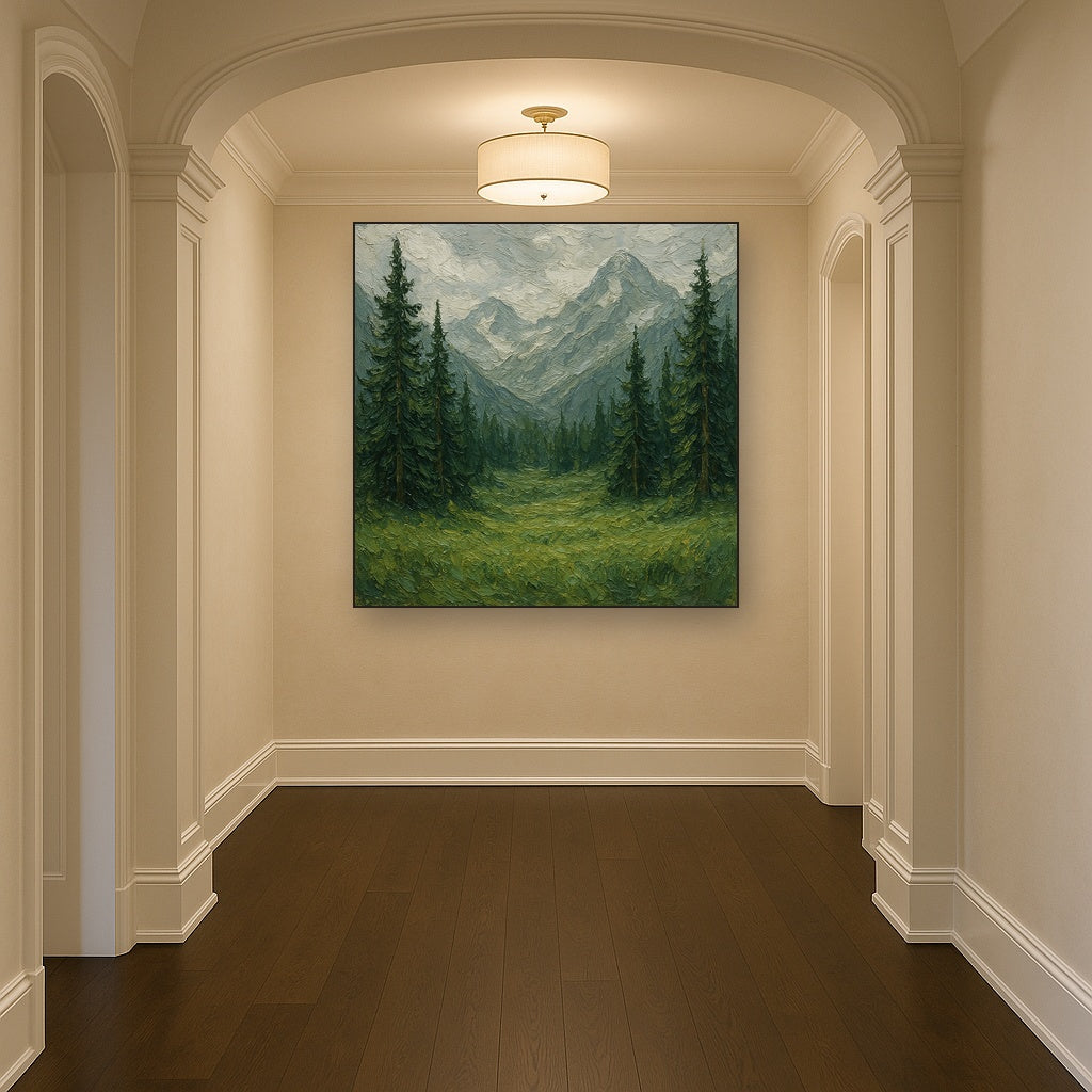 Alpine Glade Heavy Knife Impasto Oil Painting - View 5