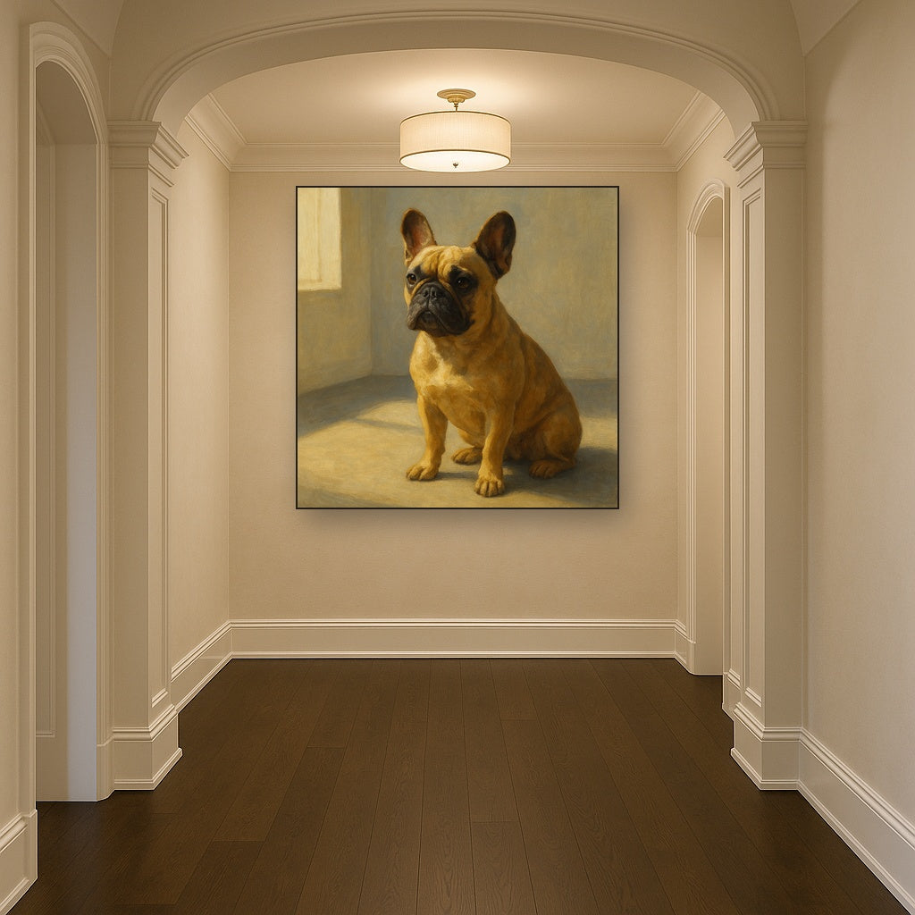 French Bulldog in Sunlit Minimalist Studio No. 9 Fine Art Oil Painting - View 5