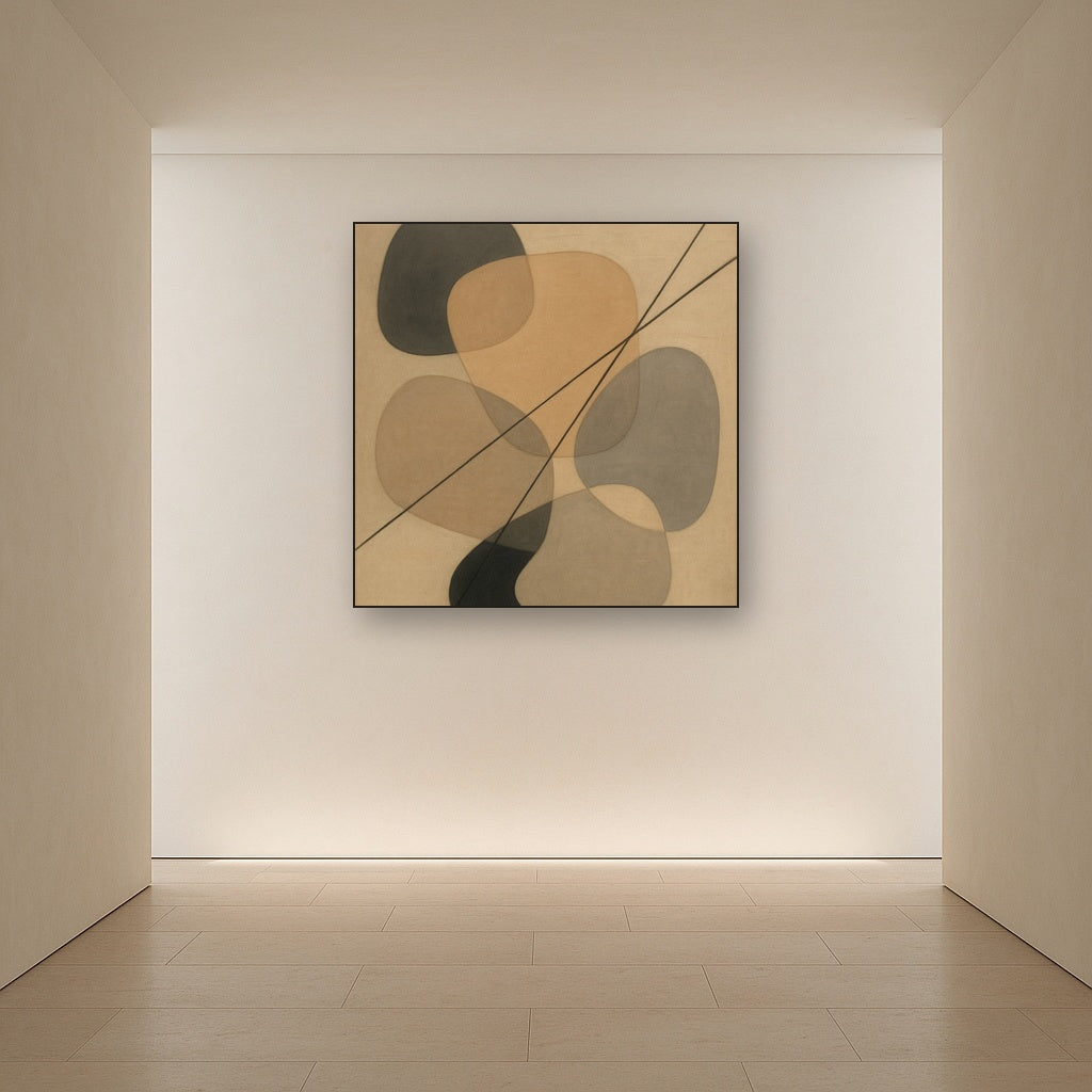 Organic Pebble Contours & Slanted Lines No. 16 Oil Painting - View 5