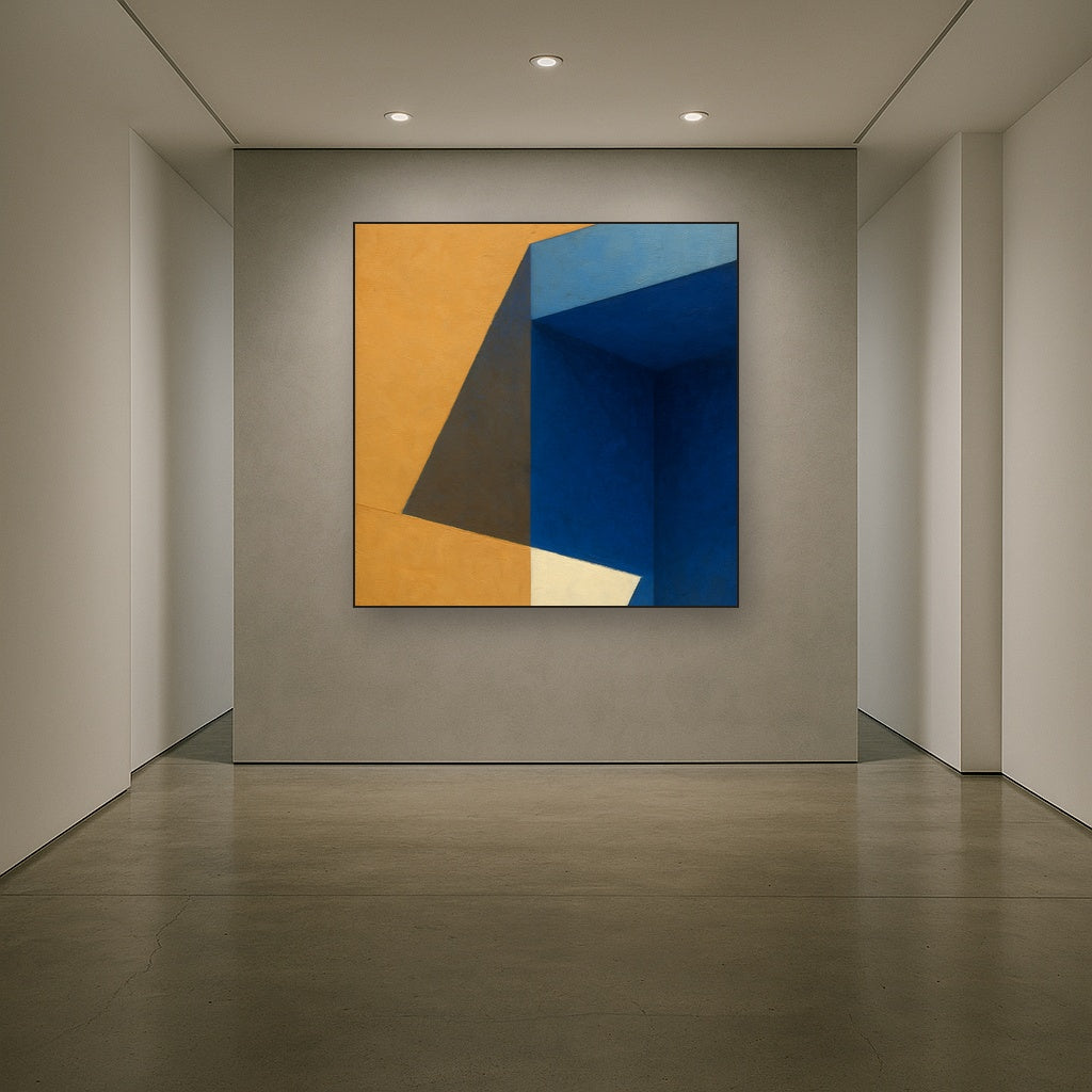 Sun & Shadow Architectural Facade Geometry No. 8 Fine Art Oil Painting - View 5