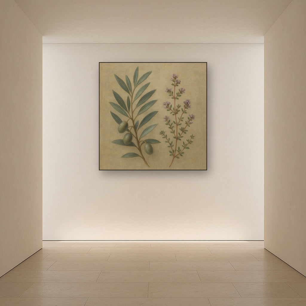 Olive Branches & Wild Thyme Botanical Study No. 6 Fine Art Oil Painting - View 5